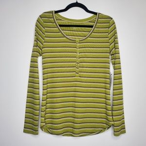 Green Striped Long Sleeve Top